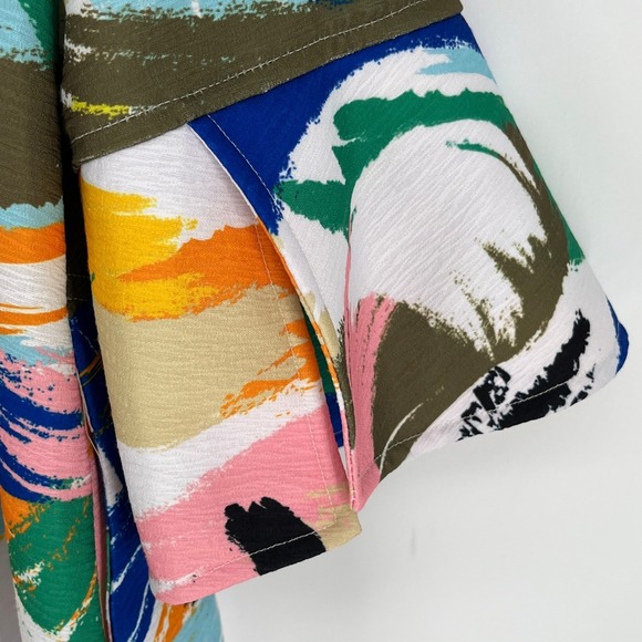 Ali Miles XL Abstract Multicolor Button Front Jacket Top Career Art Print - Picture 6 of 8